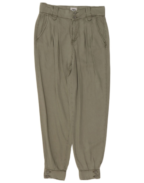 Женские брюки-чиносы Zara для джоггеров EU 36 XS W26 L26 Хаки из лиоцелла