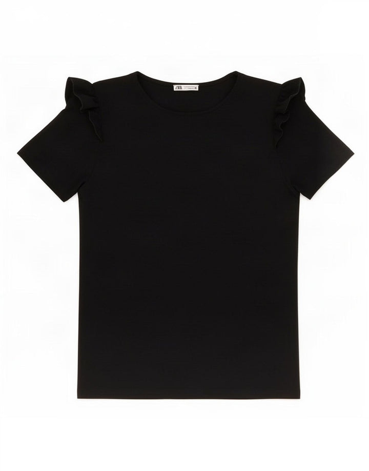 Женская блузка Zara Top UK 12, средний черный полиэстер