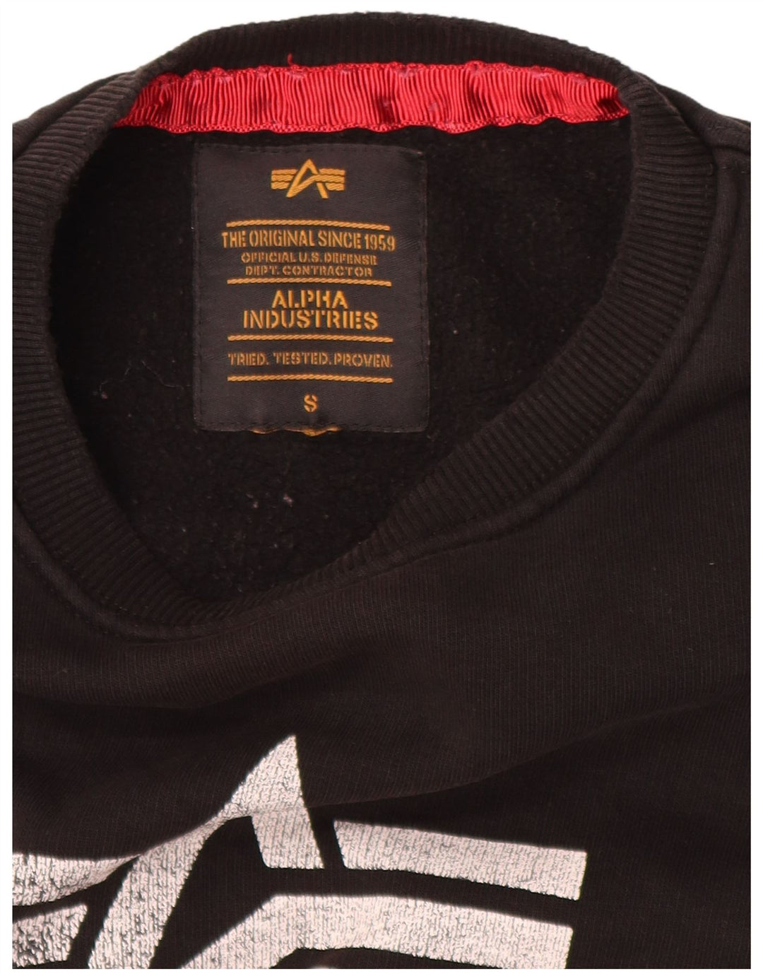 Мужской свитшот с рисунком Alpha Industries, маленький черный
