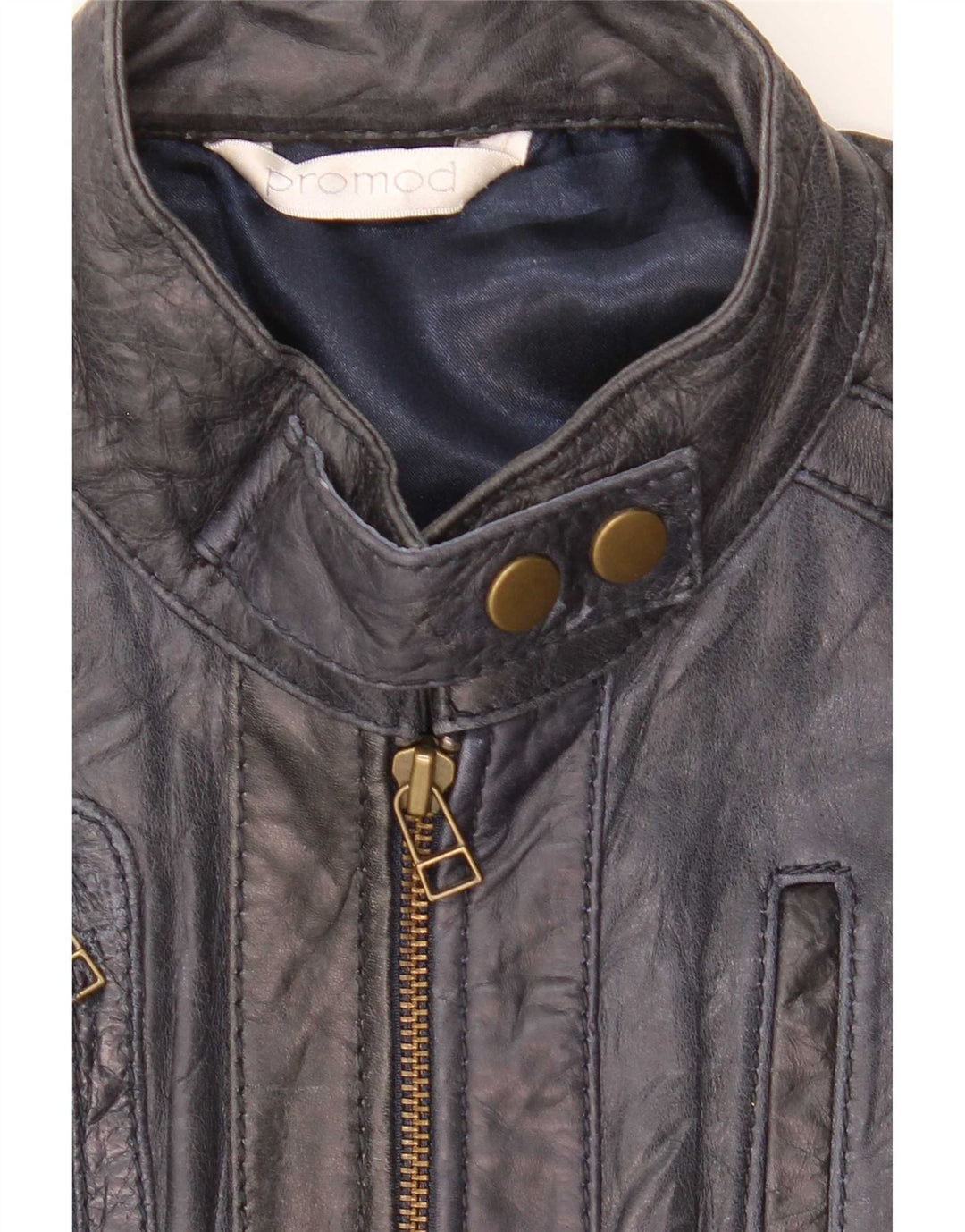 Женская кожаная куртка Promod UK 14 Medium Navy Blue