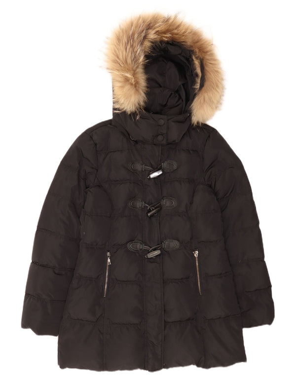 Женский дафлкот с капюшоном Marella EMME UK 12, средний черный полиэстер