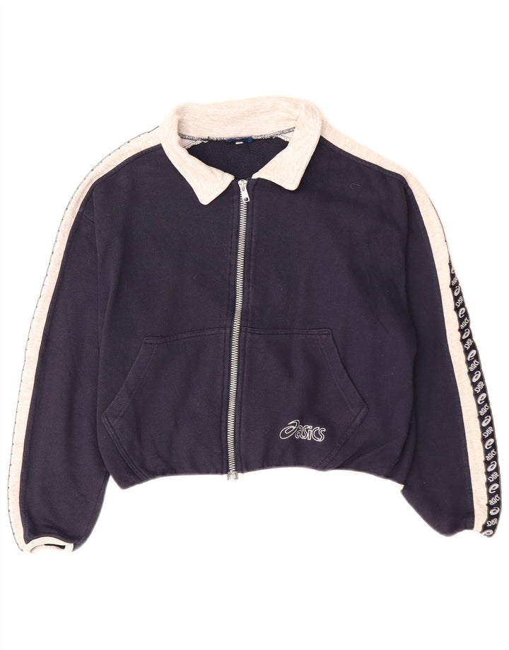 Женская спортивная куртка с графическим рисунком Asics UK 10, маленькая темно-синяя с цветными блоками