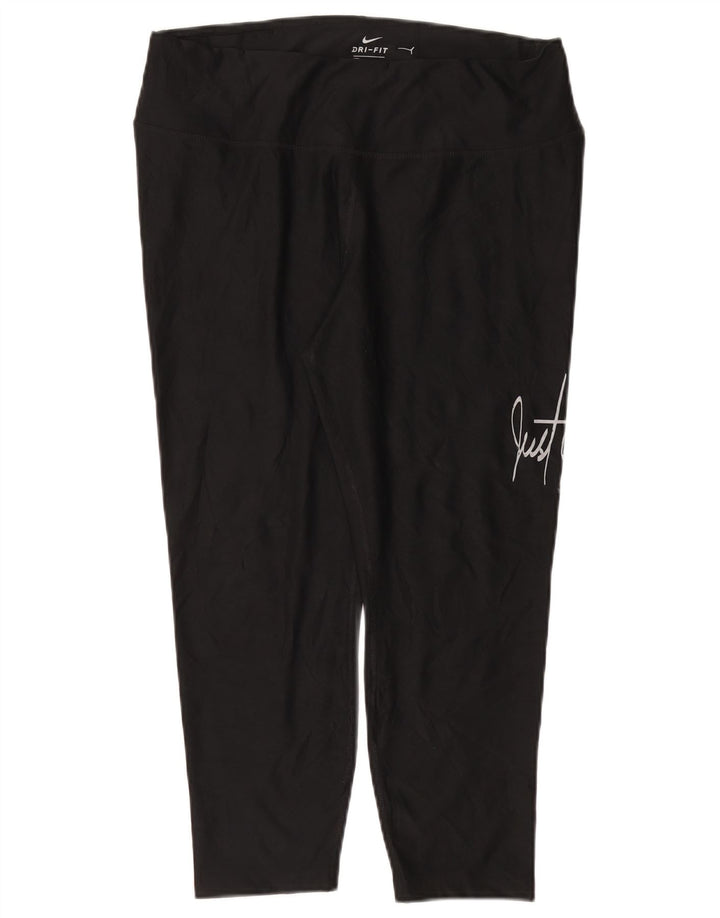 Женские леггинсы-капри NIKE Dri Fit с рисунком, Великобритания, размер 18 XL, черный полиэстер