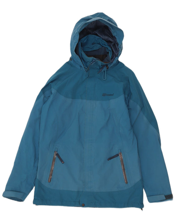 Berghaus Женская оверсайз-дождевик с капюшоном UK 10, маленькая синяя цветных блоков