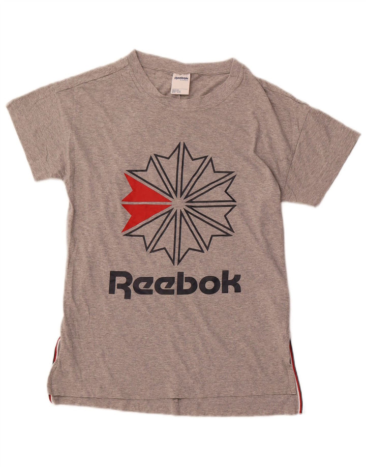 Женская классическая футболка с рисунком REEBOK Top UK 12, средний серый хлопок