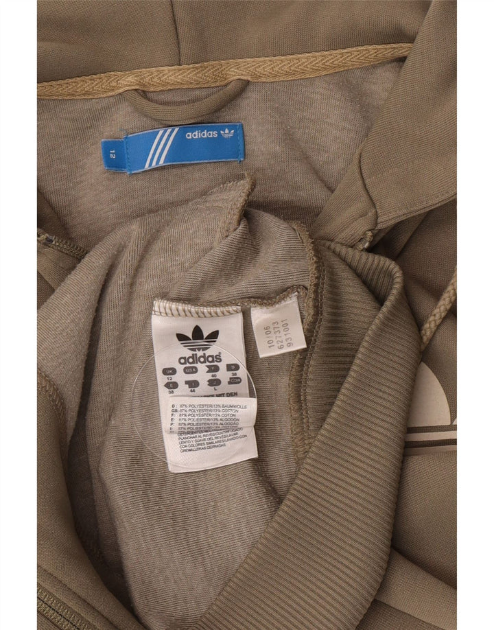 Женский свитер с капюшоном на молнии Adidas UK 12, средний, хаки, полиэстер