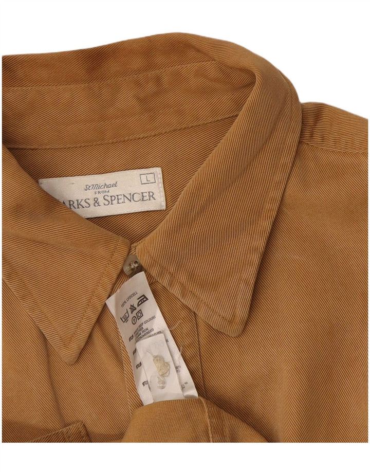 Мужская рубашка Marks & Spencer, большая, бежевая, лиоцелл
