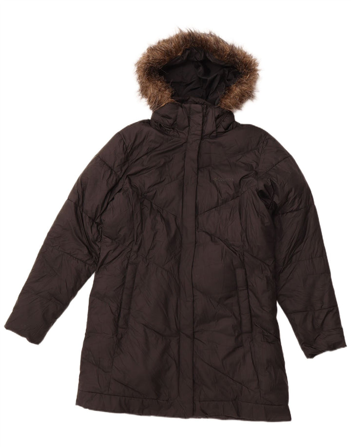 COLUMBIA Womens Hooded Padded Coat UK 16 Large Black Polyester