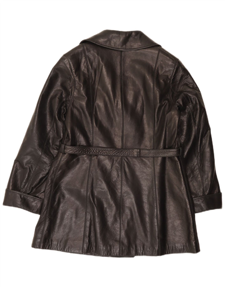 Женское двубортное кожаное пальто Brooklyn IT 42 Medium Black Leather
