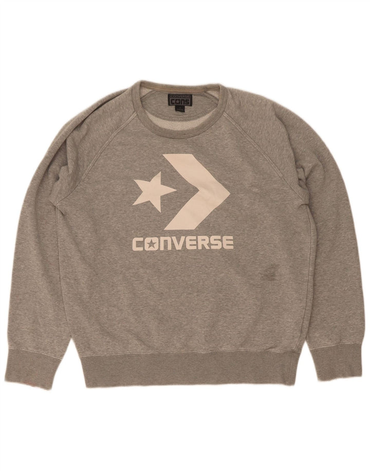 Женский свитер с рисунком Converse UK 14, хлопковый средний серый цвет