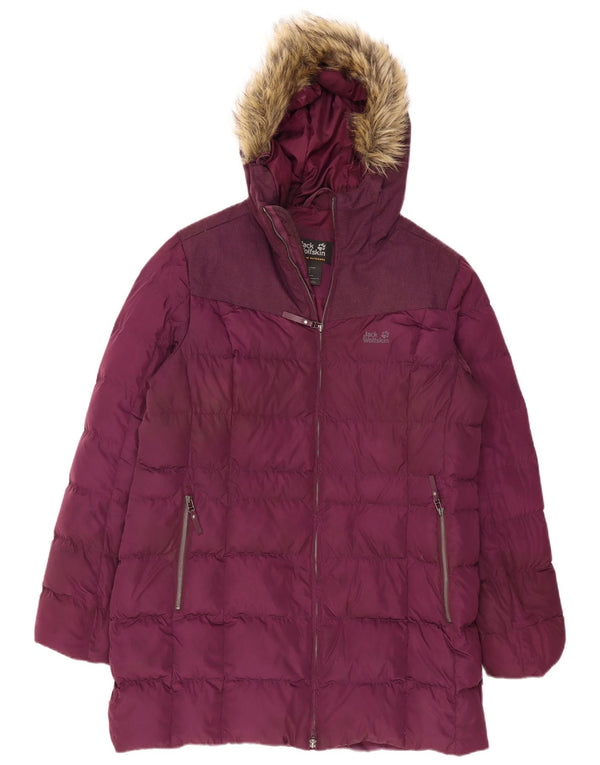 Женское стеганое пальто с капюшоном Jack Wolfskin UK 20 2XL бордовый полиэстер