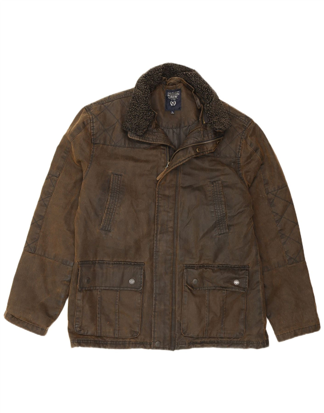 Мужская куртка BOSTON CREW из вощеного хлопка UK 40, большой хлопок цвета хаки