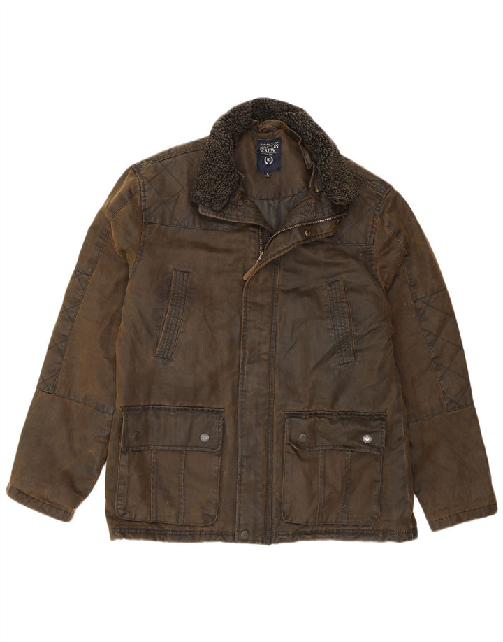 Мужская куртка BOSTON CREW из вощеного хлопка UK 40, большой хлопок цвета хаки