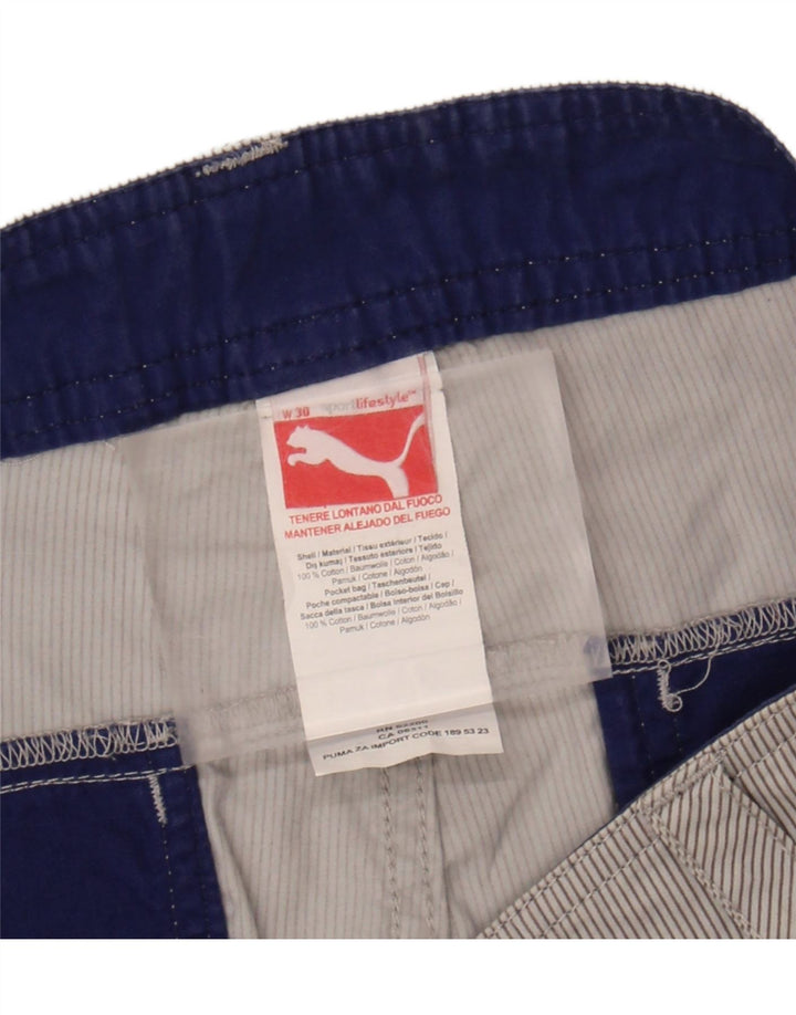 PUMA Mens Cargo Shorts W30 Medium Grey Pinstripe Cotton