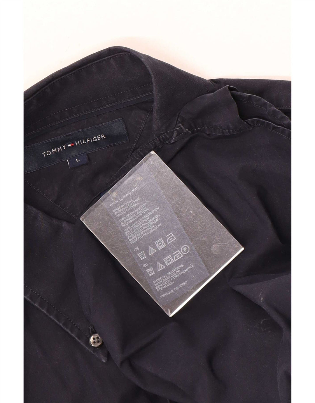 Мужская рубашка с рисунком Tommy Hilfiger, темно-синяя, хлопковая