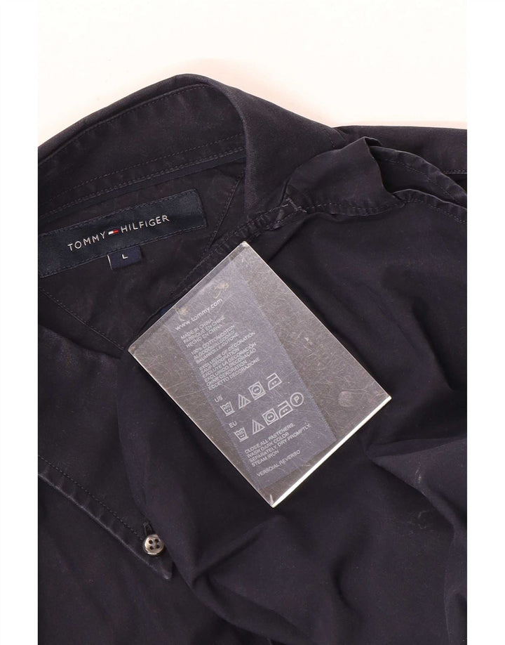 Мужская рубашка с рисунком Tommy Hilfiger, темно-синяя, хлопковая
