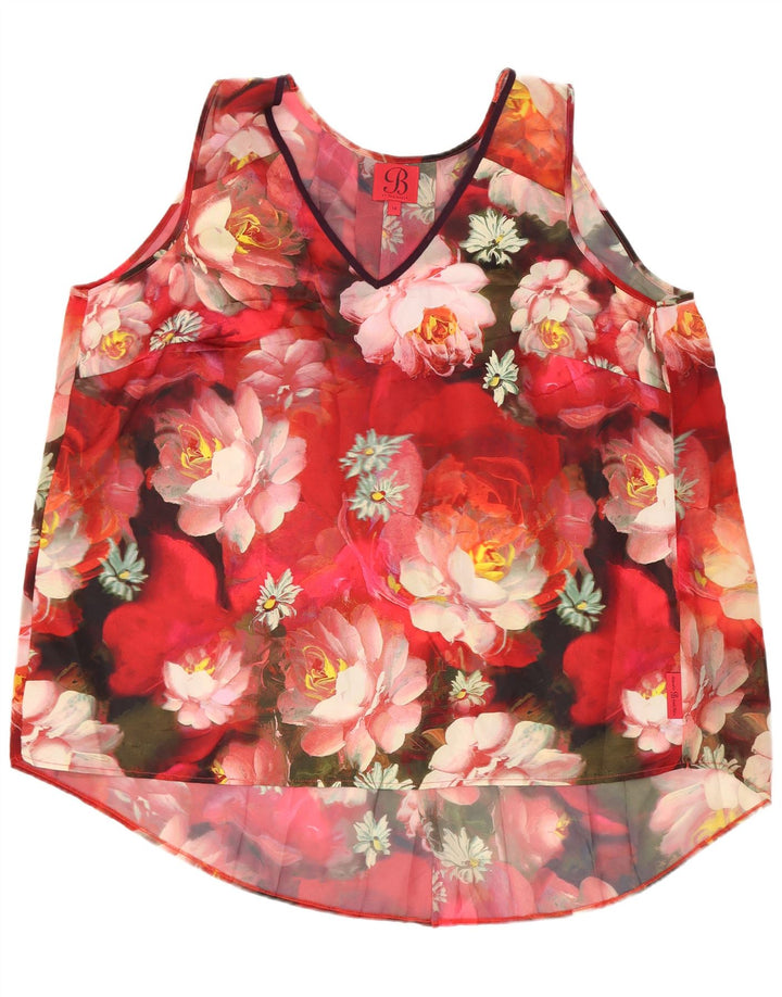 Женская блузка Ted Baker Top UK 14, большой красный полиэстер с цветочным принтом