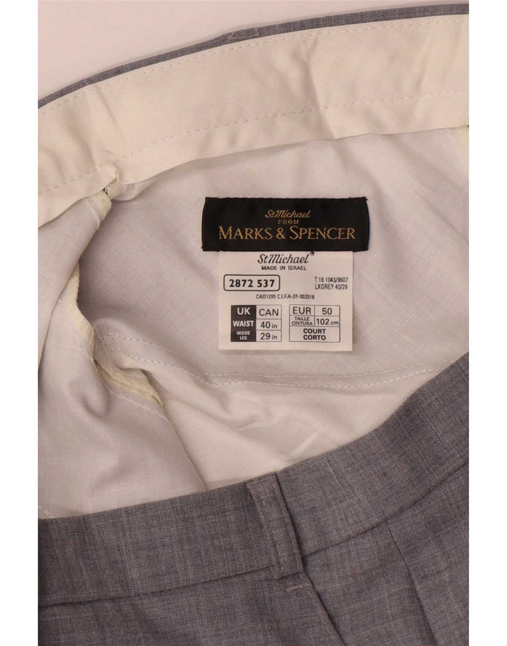 Мужские прямые костюмные брюки Marks & Spencer W40 L29 серые из полиэстера