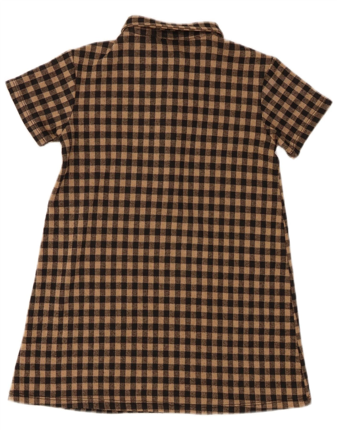 Платье-пуловер с короткими рукавами Zara для девочек, 7–8 лет, коричневое в мелкую клетку
