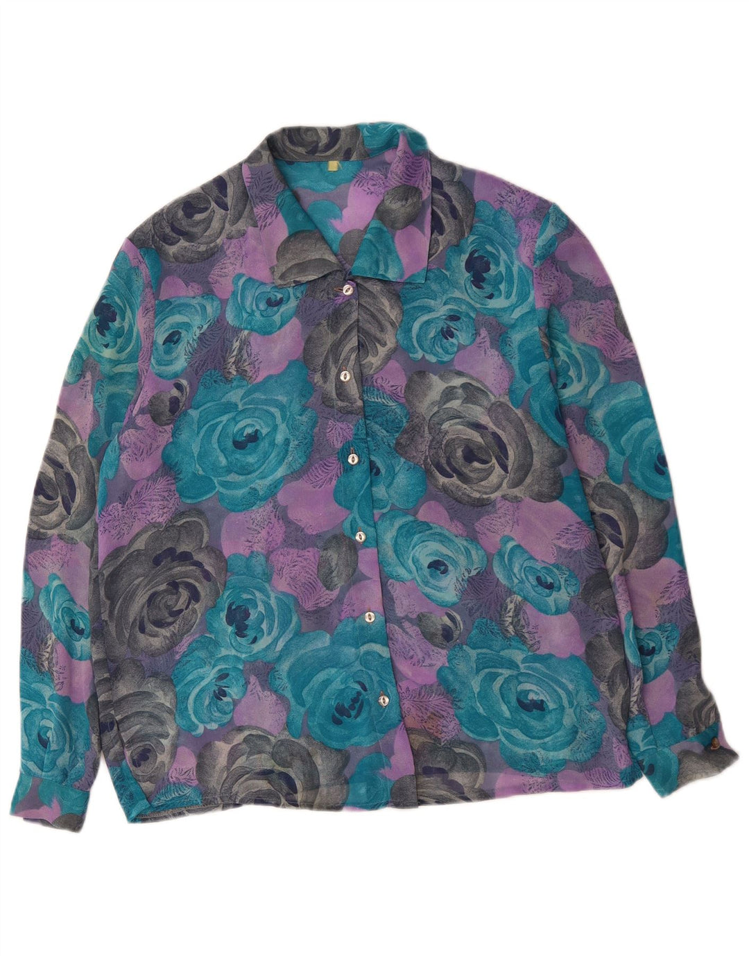 Женская блузка-рубашка VINTAGE UK 18 XL с разноцветным цветочным принтом