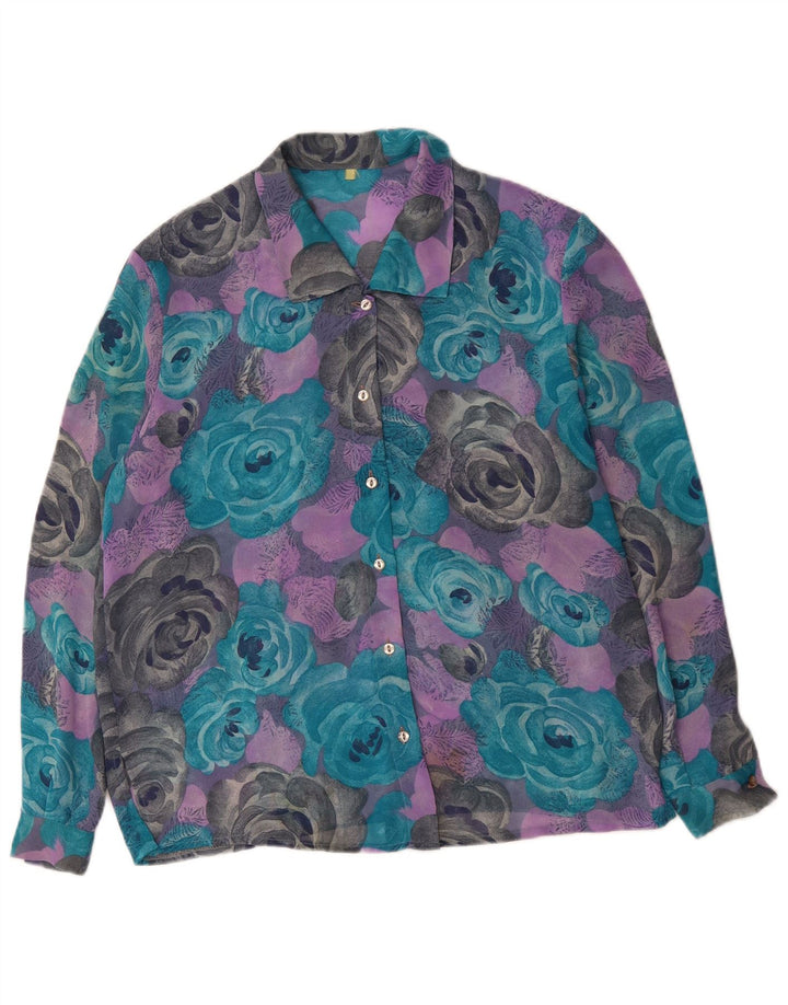 Женская блузка-рубашка VINTAGE UK 18 XL с разноцветным цветочным принтом