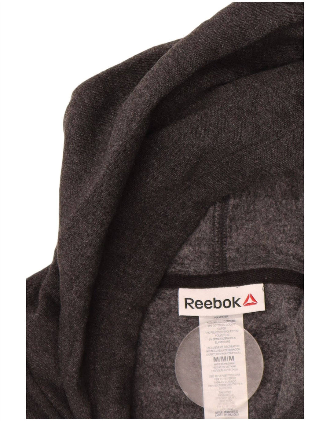 Женский джемпер с капюшоном Reebok Oversized с рисунком UK 14, средний серый хлопок