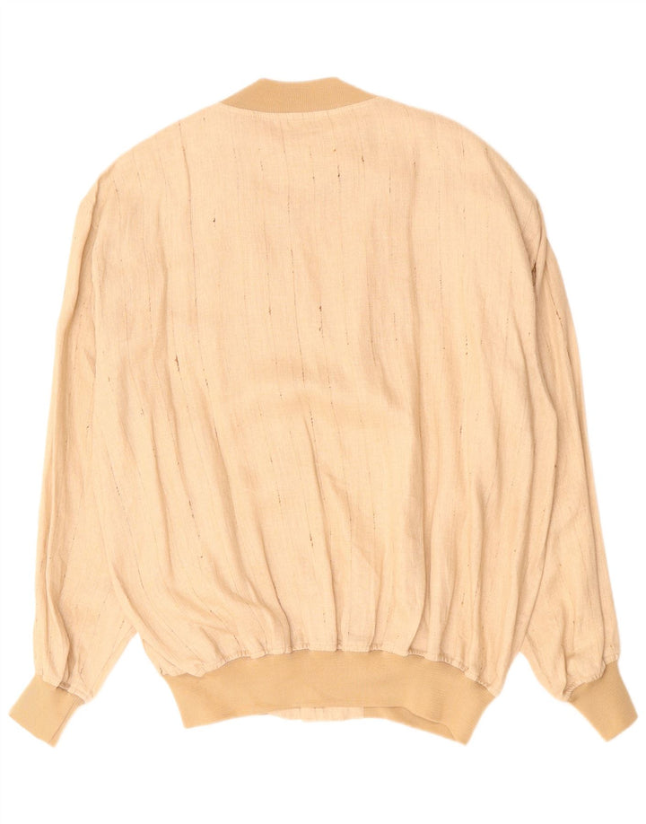 Мужская куртка-бомбер VINTAGE UK 42 XL, бежевая льняная полоска
