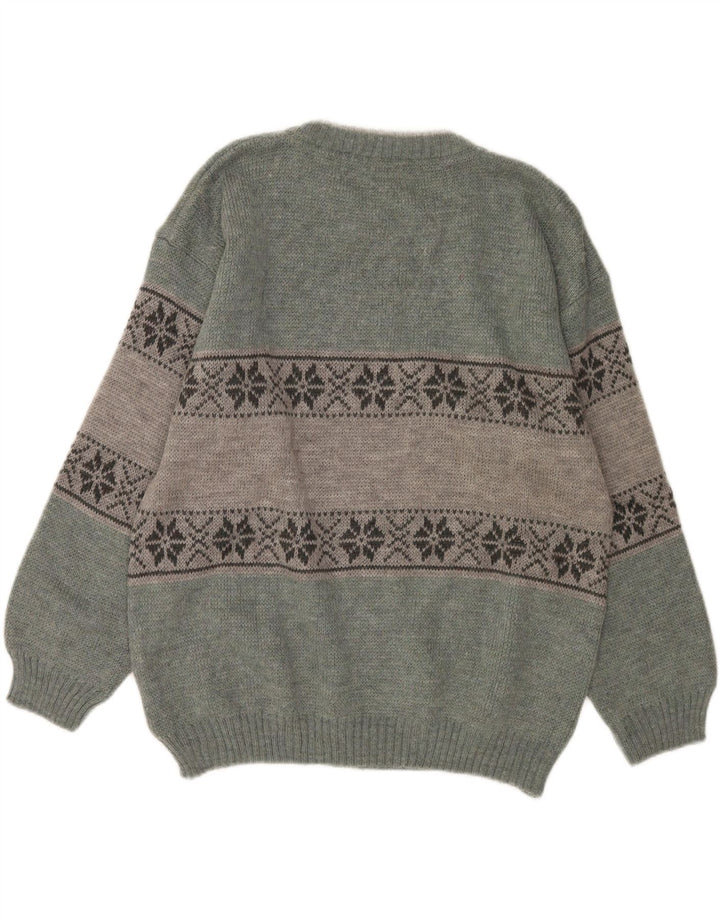 Мужской свитер с круглым вырезом Bresci, средний зеленый цвет Fair Isle