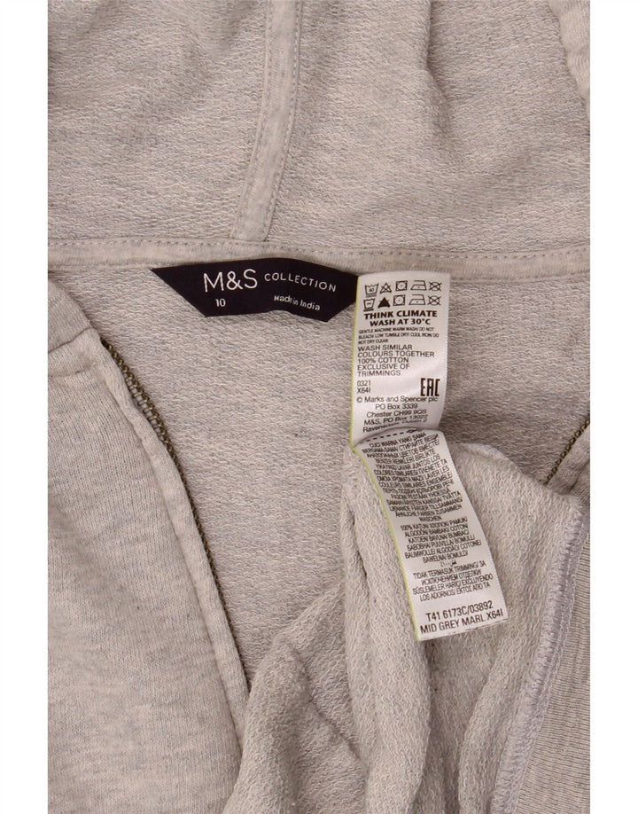 Женский свитер с капюшоном на молнии большого размера Marks & Spencer, Великобритания, 10, маленький, серый, хлопковый
