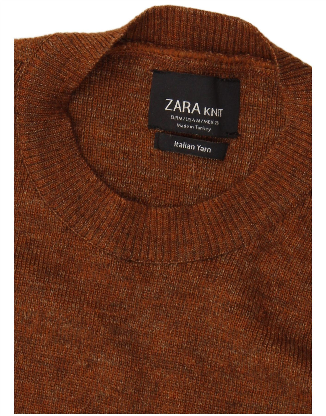 Женский джемпер с круглым вырезом Zara UK 12, средний коричневый цвет