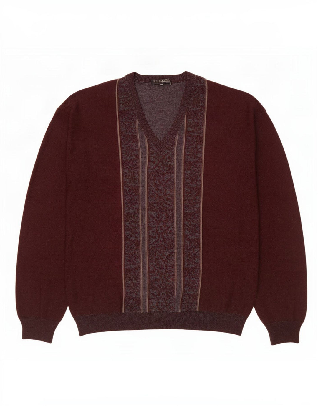 Винтажный мужской джемпер с v-образным вырезом, большой темно-бордовый шерстяной свитер Fair Isle