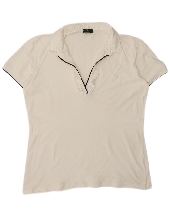 Женская рубашка-поло с оборками спереди Fred Perry UK 20 2XL, белая