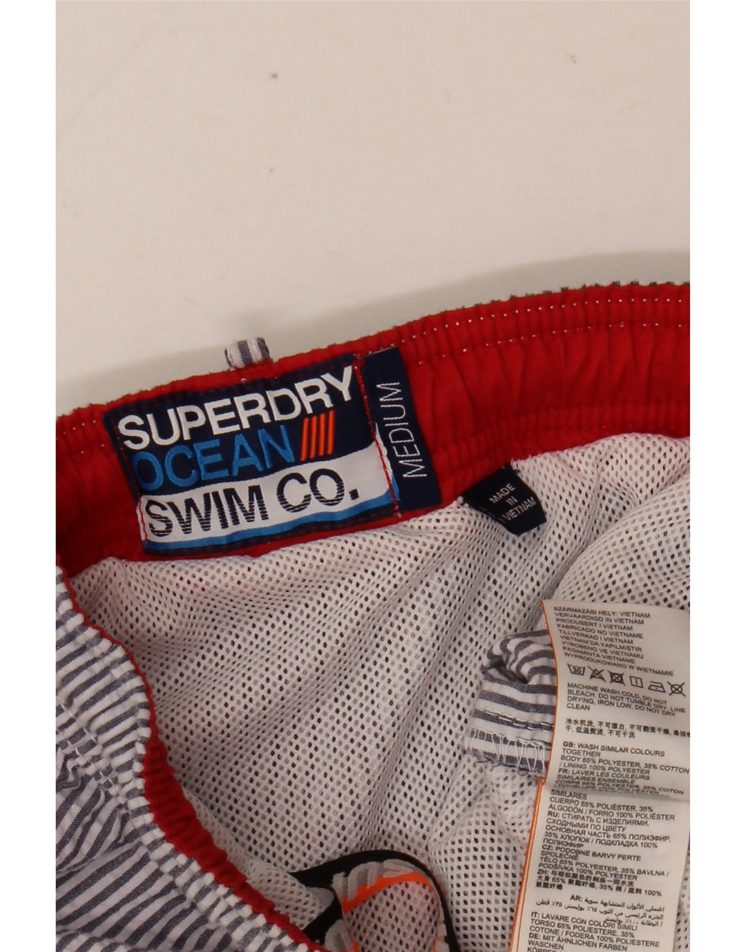 Мужские шорты для плавания Superdry, полиэстер в синюю полоску среднего размера