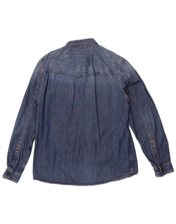 Мужская джинсовая рубашка облегающего кроя Timberland, большая синяя хлопковая рубашка