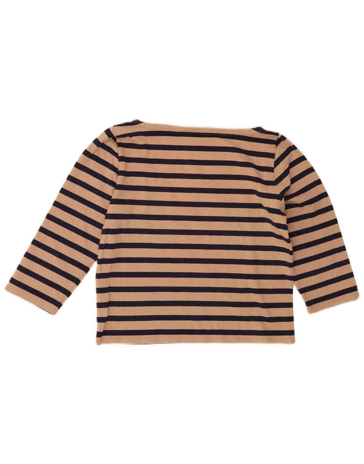 J. CREW Womens Oversized Crop Top 3/4 Sleeve UK 10 Small Beige Striped