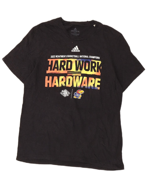 Adidas Мужская футболка с рисунком Kansas Jayhawks Top Medium Black Cotton