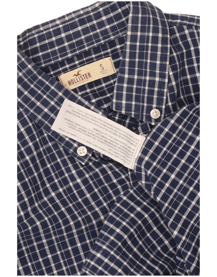 Мужская рубашка Hollister, маленькая синяя клетка, хлопок