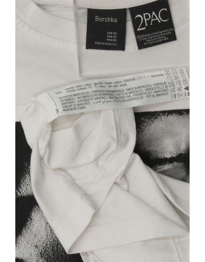 BERSHKA Mens Oversized Graphic T-Shirt Top XS White Cotton Vintage Bershka and Second-Hand Bershka from Messina Hembry 