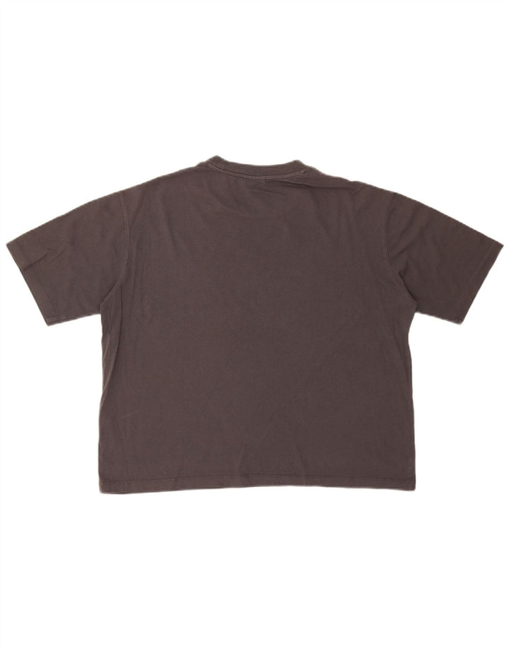 CHAMPION Womens Oversized Crop Graphic T-Shirt Top UK 14 Medium Grey