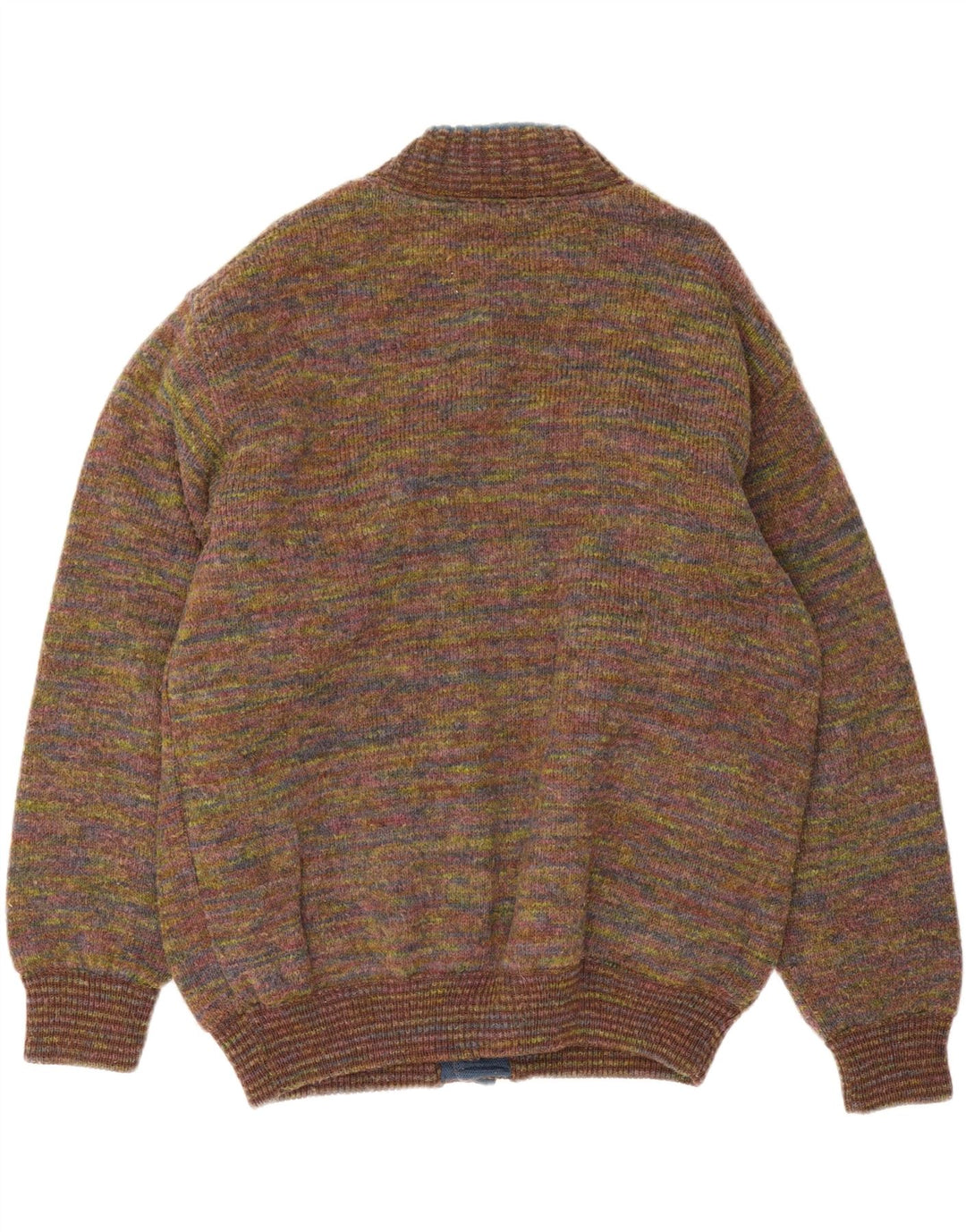 Винтажная мужская вязаная куртка-бомбер UK 42 XL, разноцветная шерстяная крапинка