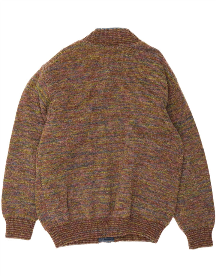 Винтажная мужская вязаная куртка-бомбер UK 42 XL, разноцветная шерстяная крапинка
