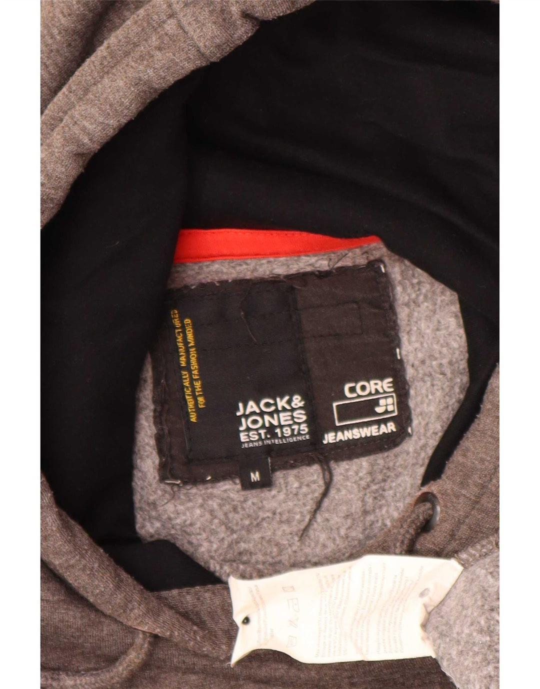 Мужской джемпер с капюшоном Jack & Jones с рисунком, хлопковый, среднего серого цвета