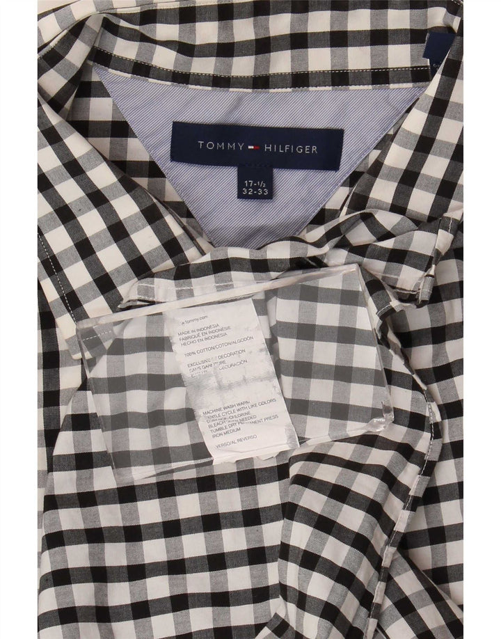 Мужская рубашка Tommy Hilfiger, размер 17 1/2 XL, черный хлопок в мелкую клетку