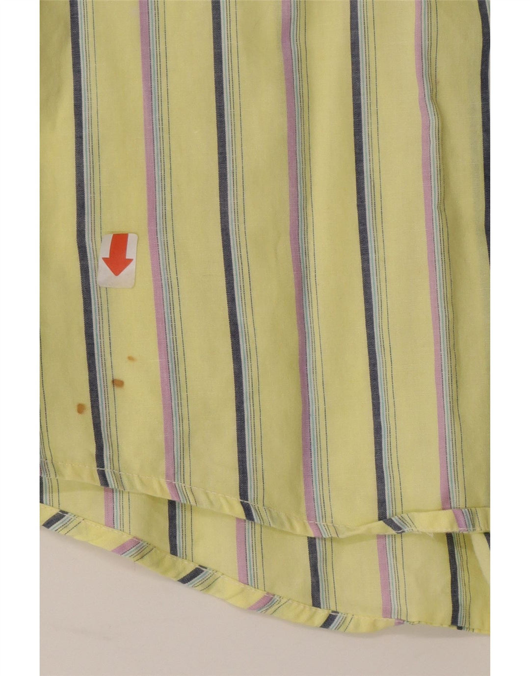 VINTAGE Mens Short Sleeve Shirt XL Yellow Striped Vintage Vintage and Second-Hand Vintage from Messina Hembry 