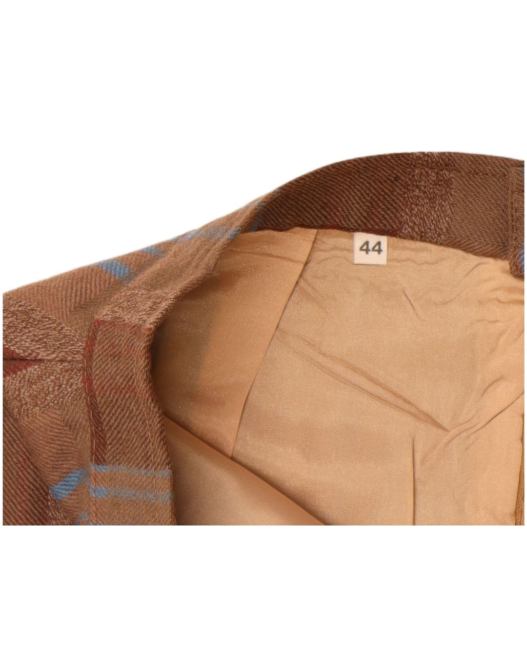 Винтажная женская прямая юбка с высокой талией IT 44 Medium W26 Коричневая клетка