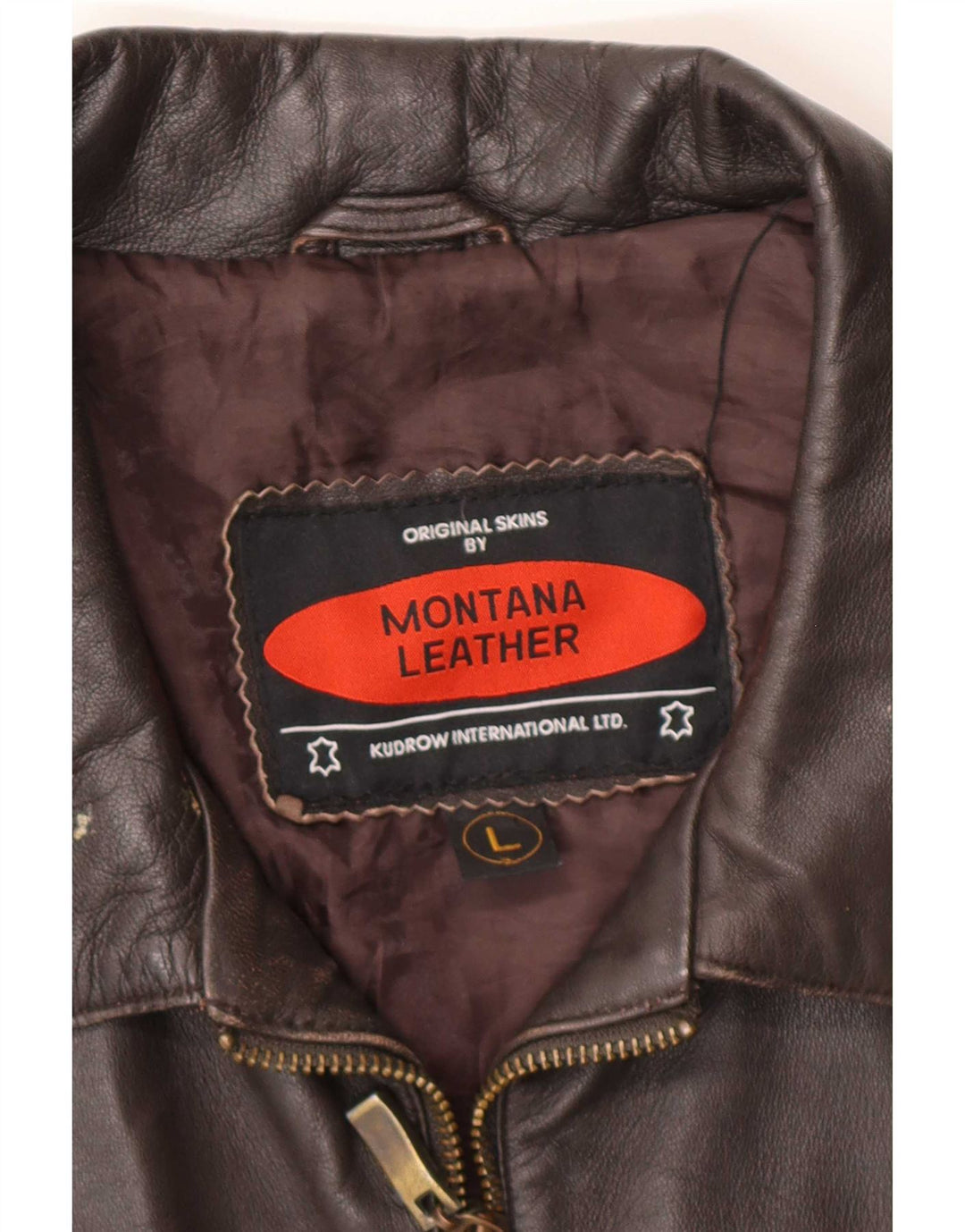 Куртка мужская кожаная MONTANA UK 40 большая коричневая