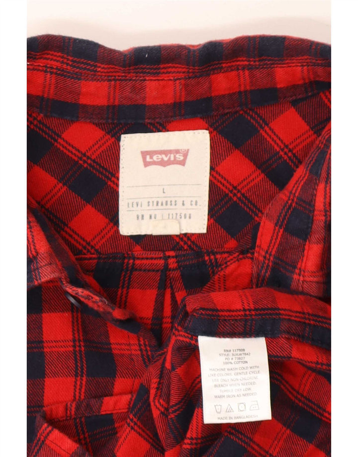 Мужская фланелевая рубашка Levi's в большую красную клетку из хлопка