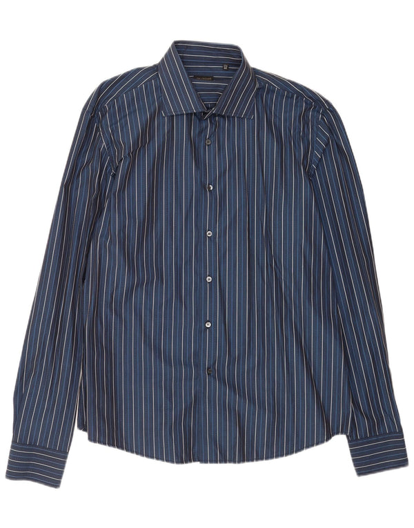 Мужская рубашка Valentino Inter Fit, размер 17 1/2 44 XL, темно-синяя хлопковая полоска