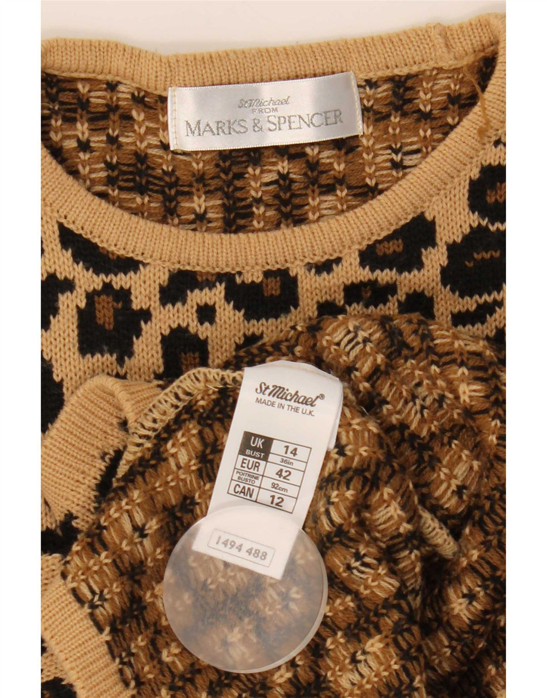 Женский джемпер с круглым вырезом Marks & Spencer, Великобритания 14, большой коричневый
