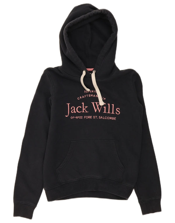 Женский джемпер с капюшоном оверсайз с рисунком Jack Wills UK 4 XS, черный хлопок